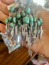 Load image into Gallery viewer, Lightening Bolt Chain choker with nugget turquoise and rhinestone