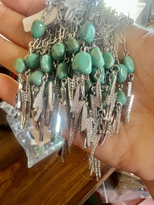 Lightening Bolt Chain choker with nugget turquoise and rhinestone