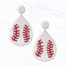 Load image into Gallery viewer, Seed Bead Tear Drop Baseball   Earrings