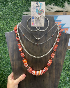 Mix purple and orange spiny chain choker