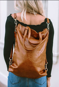 Chestnut Vintage Leopard Strap Zipper Backpack