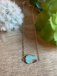 Real slab turquoise choker on chain