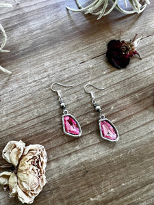 Pink Dangle And Navajos Pearl Earrings