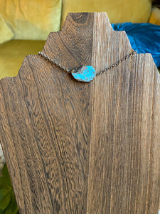 Real slab turquoise choker on chain