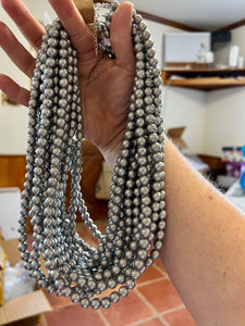 8 mm Silver Plated Pearls Necklace