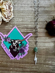 Lightening Bolt Chain choker with nugget turquoise and rhinestone