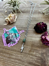 Load image into Gallery viewer, Lightening Bolt Chain choker with nugget turquoise and rhinestone