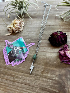 Lightening Bolt Chain choker with nugget turquoise and rhinestone