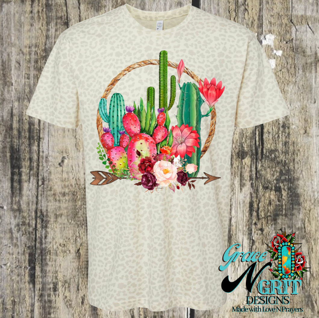 Natural Leopard Cactus tee
