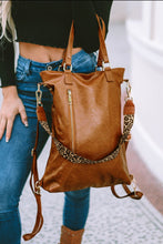 Load image into Gallery viewer, Chestnut Vintage Leopard Strap Zipper Backpack