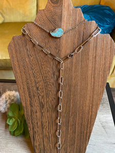 Real slab turquoise choker on chain