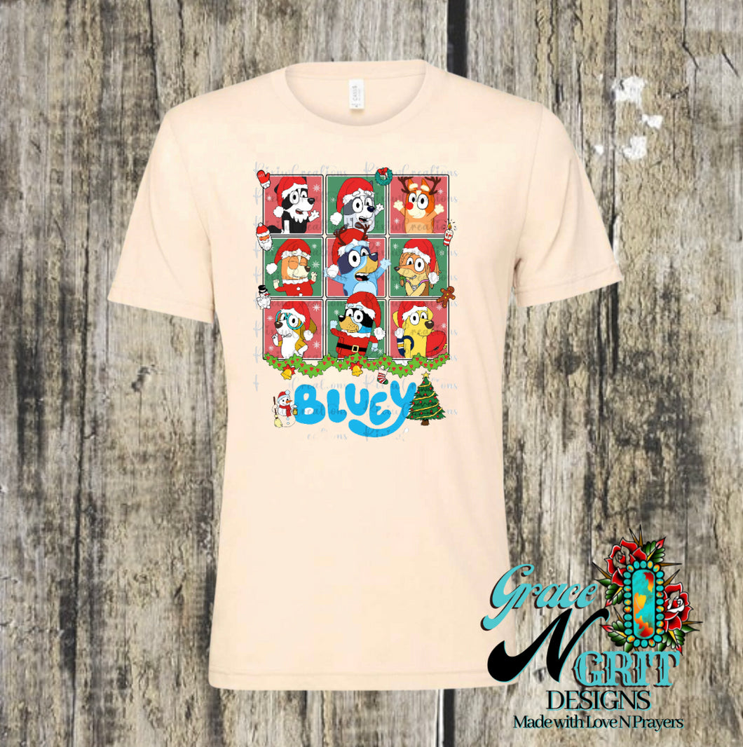 Christmas Blue Dog Tee