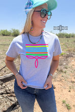 Load image into Gallery viewer, GRAY- Neon Boot Stitch Tee