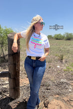 Load image into Gallery viewer, WHITE- Neon Boot Stitch Tee