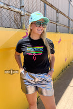 Load image into Gallery viewer, BLACK- Neon Boot Stitch Tee