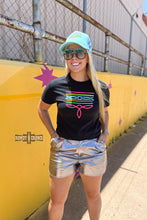 Load image into Gallery viewer, BLACK- Neon Boot Stitch Tee