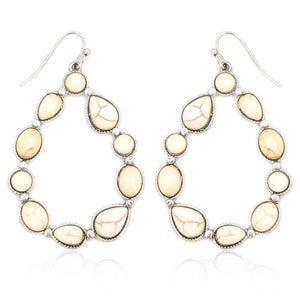 Teardrop Semi Genuine Stone Fish Hook Earrings