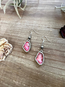 Pink Dangle And Navajos Pearl Earrings