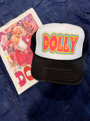 Retro Dolly Flower Trucker Hat