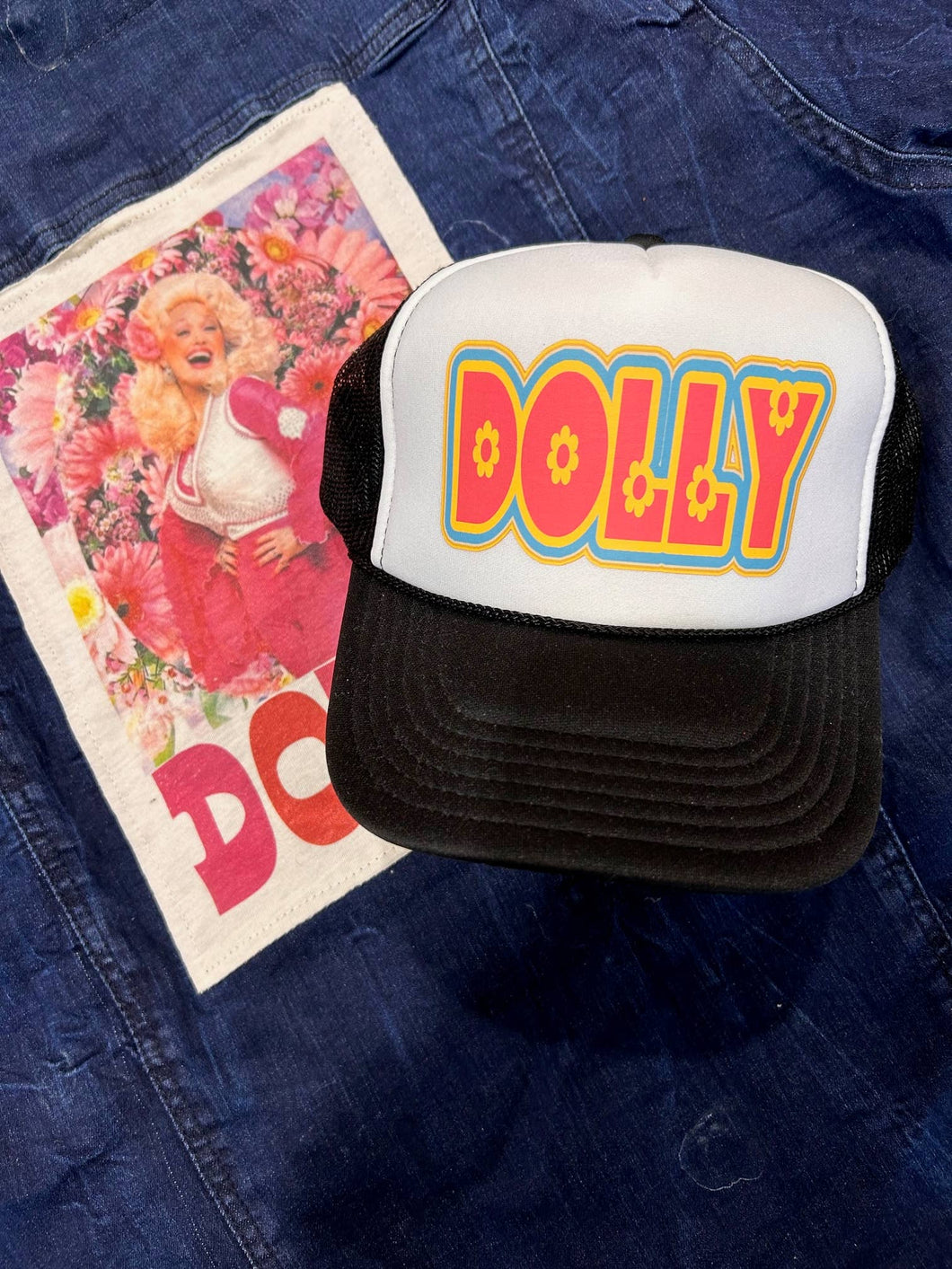 Retro Dolly Flower Trucker Hat