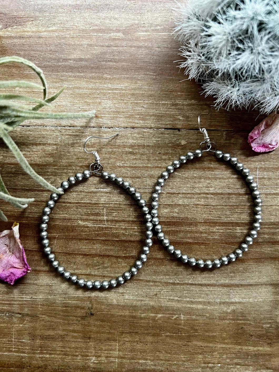 Silver Plated Pearl Hoops