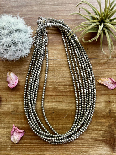 18 Inch 4mm Silver Plated Pearls Necklace