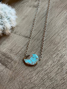 Real slab turquoise choker on chain