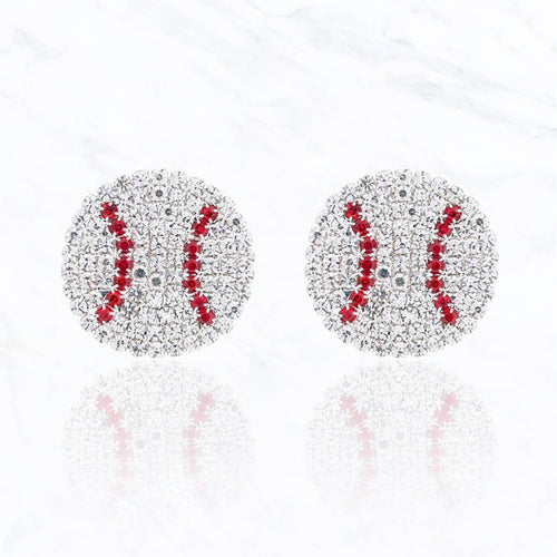 Baseball Rhinestone Post Earrings