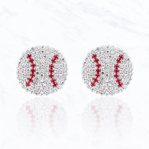 Baseball Rhinestone Post Earrings