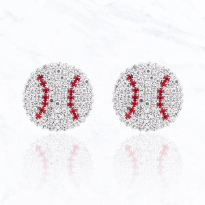 Baseball Rhinestone Post Earrings