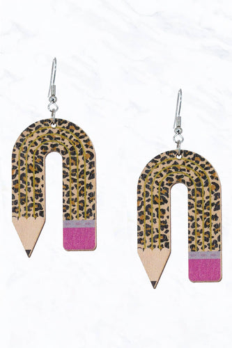 Curved Cheetah Pencil Earrings