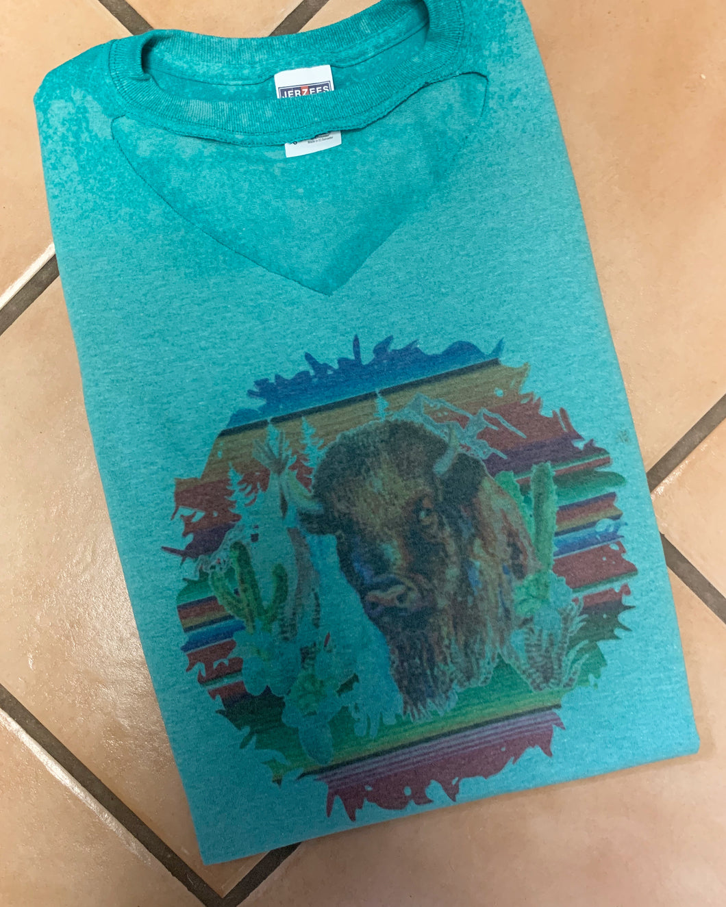 Serape Buffalo Distressed Tee