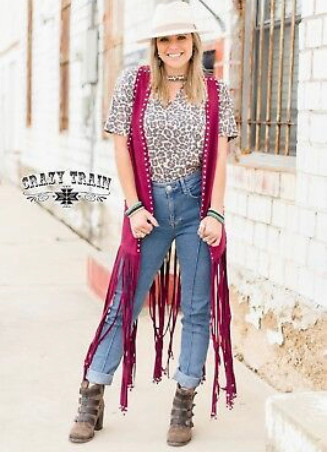 Wyoming Wine Studded Vest