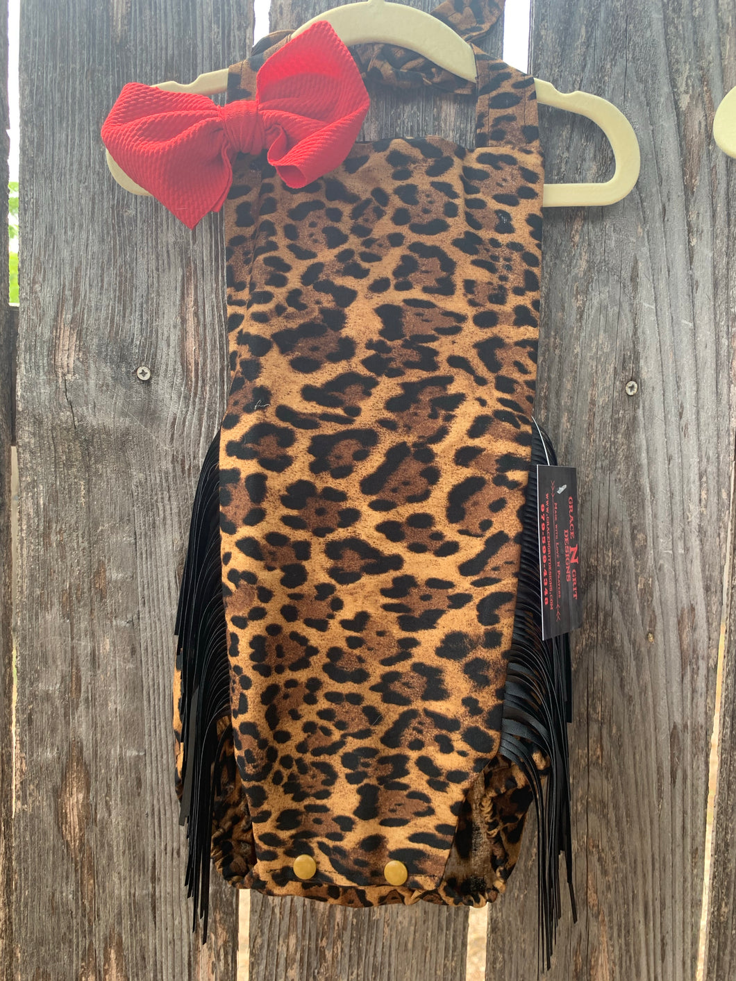 Leopard Fringe Romper