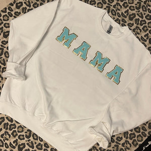 Mama Chenille Letters White Sweatshirt